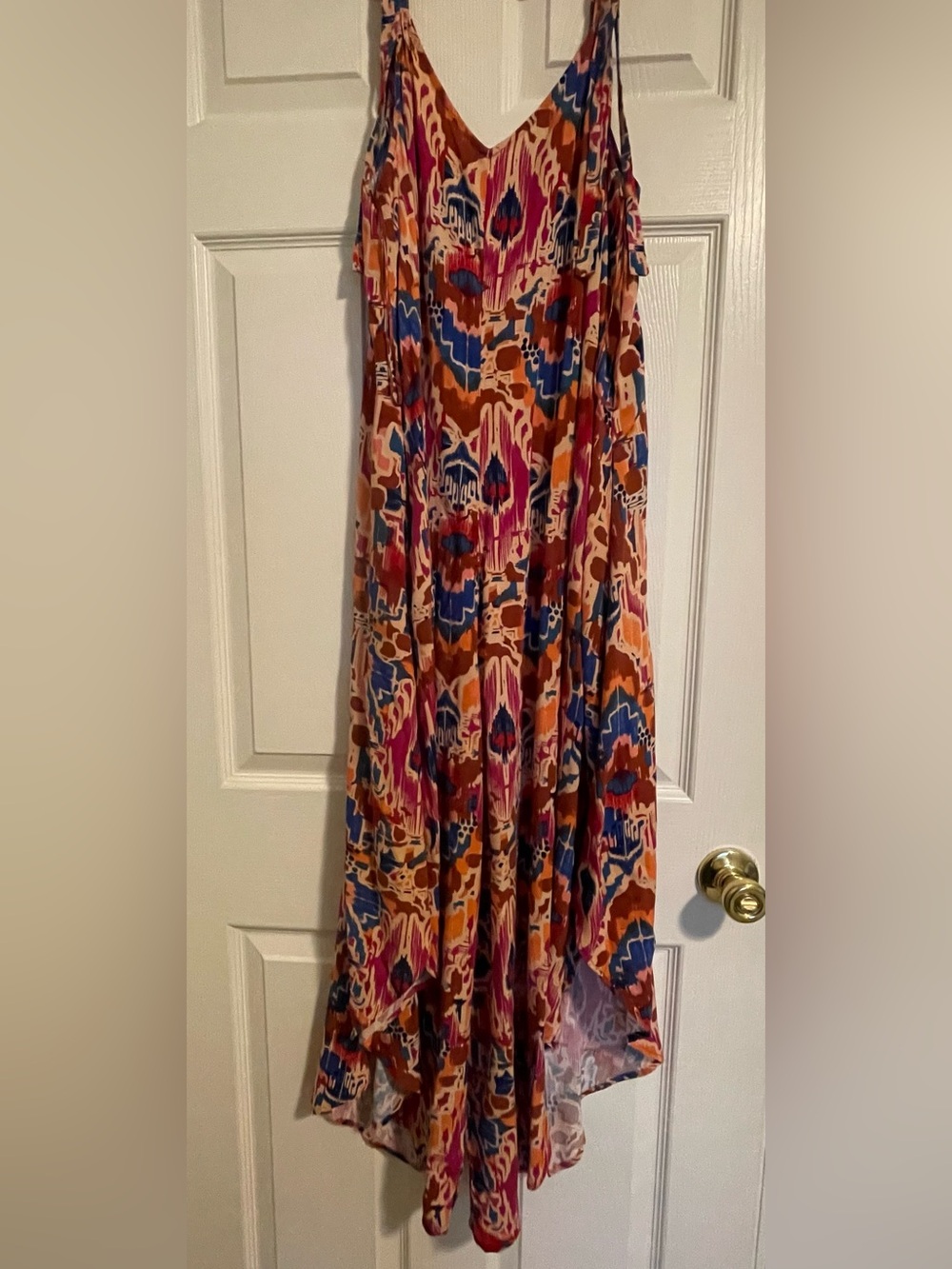 Vince Camuto Women's V-Neck Sleeveless Tie-Shoulder Angled-Hem Jumpsuit size L
